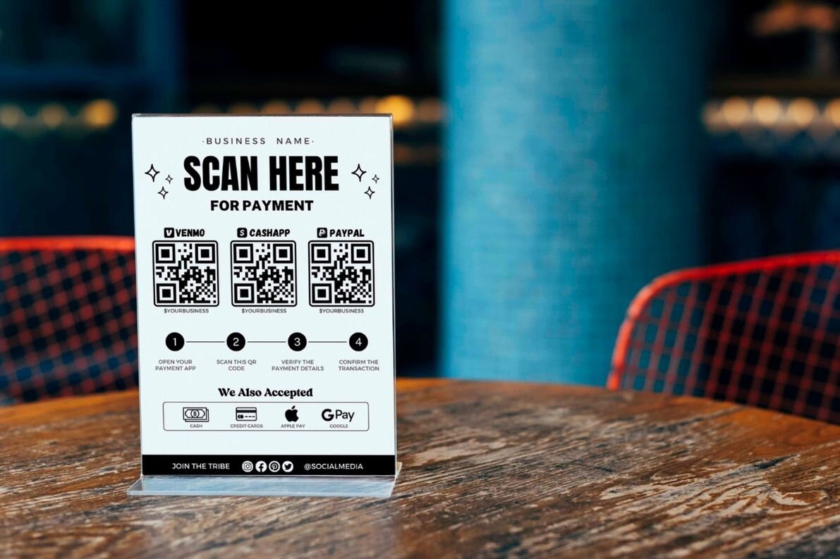 Retro Scan to Pay Sign Template, QR Code Sign, Printable Payment Sign ...