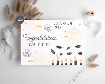 Graduation Card, Printable Graduation Card, Graduation Card 2024, Class of 2024, Graduation Congratulations Card, Graduation Canva Editable.