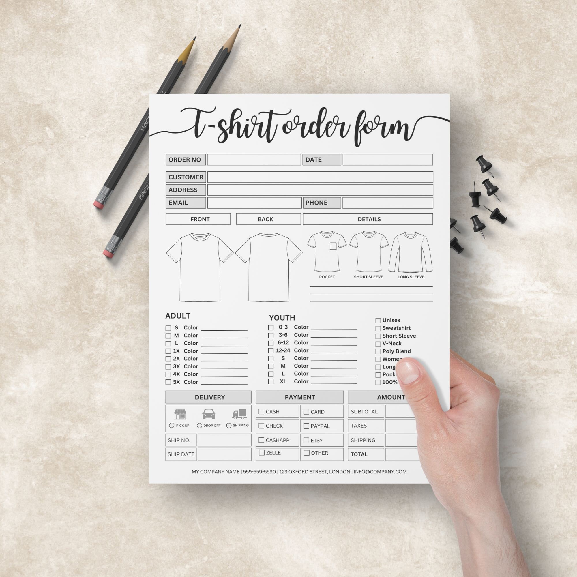 Fillable T-shirt Order Form Editable, Printable Shirt Order Form ...