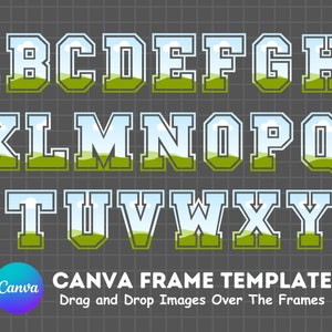 Fill your own VARSITY Letters on CANVA with Commercial Use Allowed. Drag and Drop Alphaset Alphabet Letters PNG Editable Canva Frame Designs
