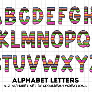 Fiesta Doodle Alphabet Bundle, Fiesta PNG Letters, Numbers & Accessories, Cinco de Mayo Clipart, Mexican Font, Fiesta Clipart, Alphabet PNG
