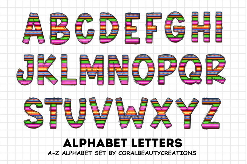 Fiesta Doodle Alphabet Bundle, Fiesta PNG Letters, Numbers & Accessories, Cinco de Mayo Clipart, Mexican Font, Fiesta Clipart, Alphabet PNG