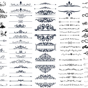Lot de lignes décoratives SVG, PNG, ornements floraux Svg, Svg floral, s'épanouir Svg, Svg de séparateur de texte, décoration de texte, cricut, Silhouette