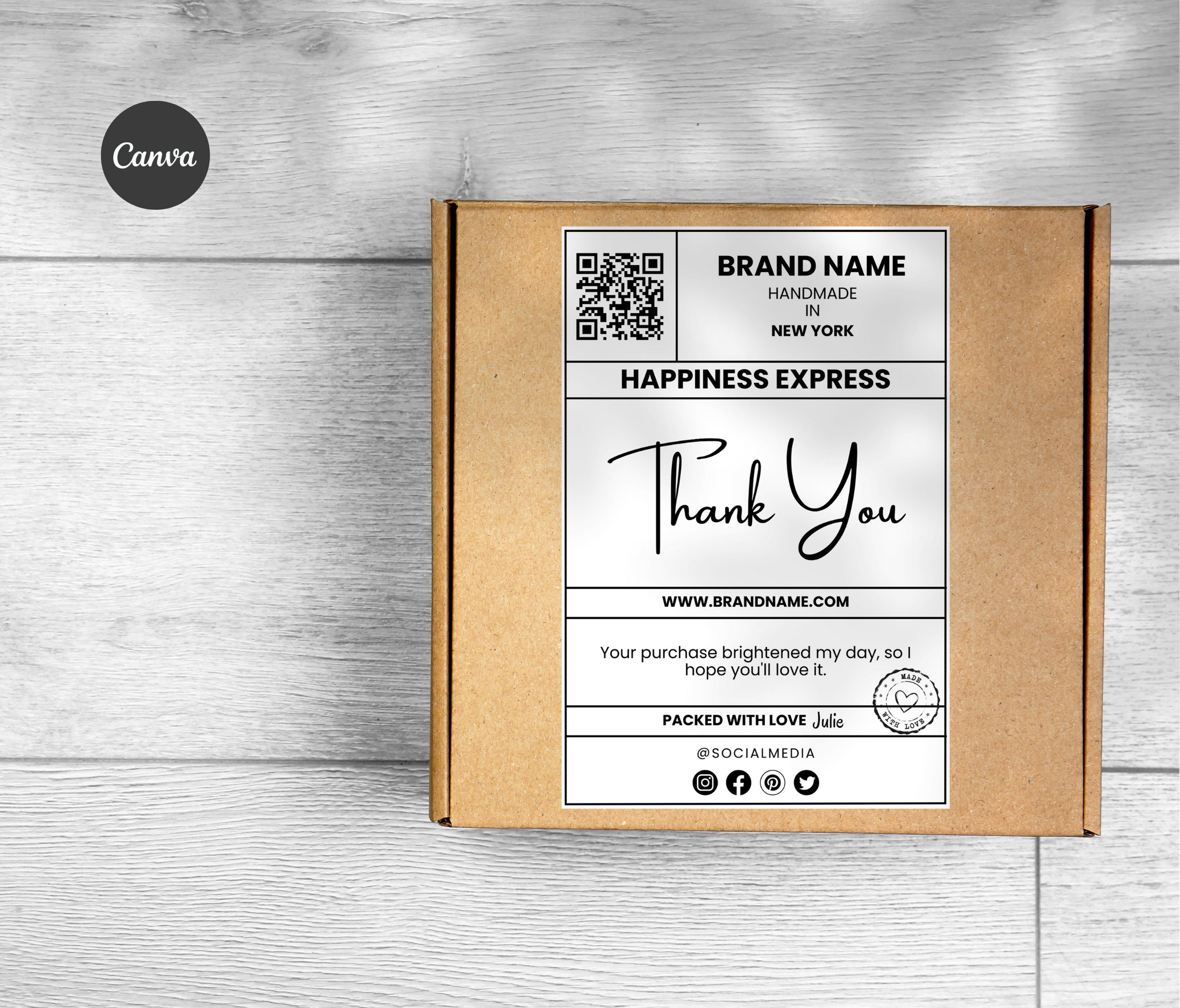 Editable Shipping Packaging, Small Business Thank You Shipping Label ...