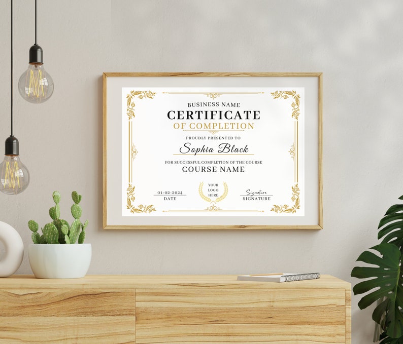 Certificate Of Completion Template, Editable Training Certificate, Printable Makeup Artist Lashes Certificate, Canva Template, Digital