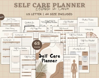 Self-Care Planner Printable | Self-Love Journal | Mental Health Worksheet Kit | Mindfulness Journal | Wellness Planner Bundle | Mood Tracker