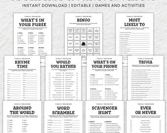 Family Reunion Games, Family Party Games, Family Reunion Favor, Fun Family Reunion Icebreaker Games, Family Reunion Bingo, Canva Editable.