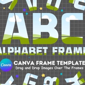 Fill your own Split Stencil Letters Font on CANVA - Canva Frames Bundle - Easy Drag and Drop - Digital Alphaset Alphabet Letter PNG Leopard