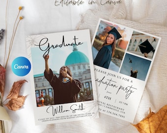 Graduation Invitation Template | Graduation Announcement | Graduate Party Invitation | College Graduation Class of 2024 Invitation Card