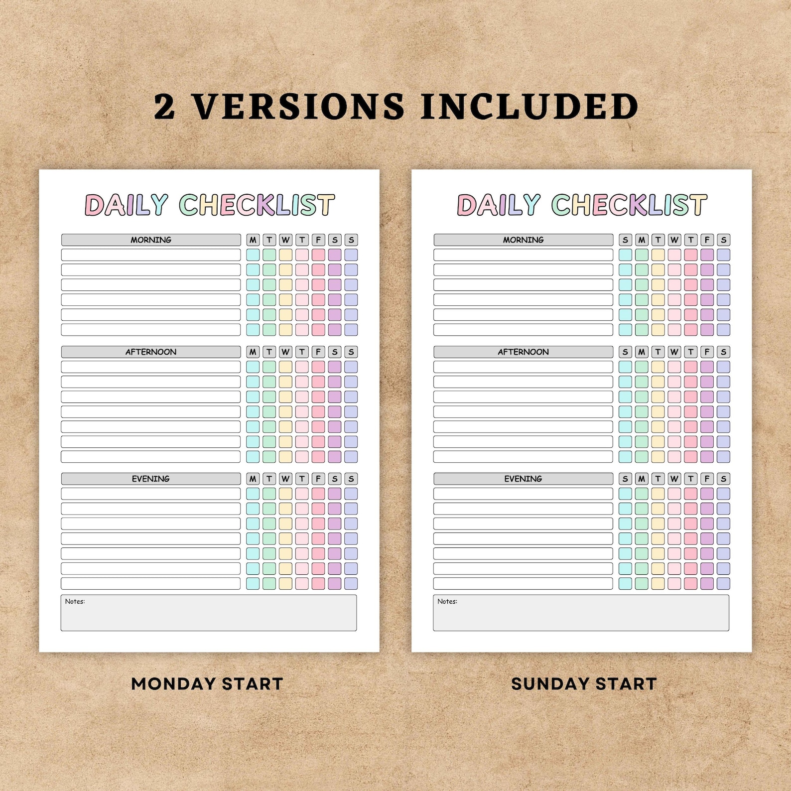 Daily Checklist Plan, Weekly Checklist Template, Daily Task Planner ...