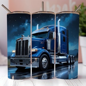 Semi-Truck 3D Tumbler Wrap PNG, Truck Driver Tumbler Wrap, Big Rig Trucker, Truck tumbler wrap, 20oz skinny tumbler, Semi Truck PNG.