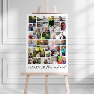 Funeral Photo Collage Sign Templates, Memorial Poster Size, Funeral Welcome Sign Template, Celebration of Life, In Loving Memory, Canva.