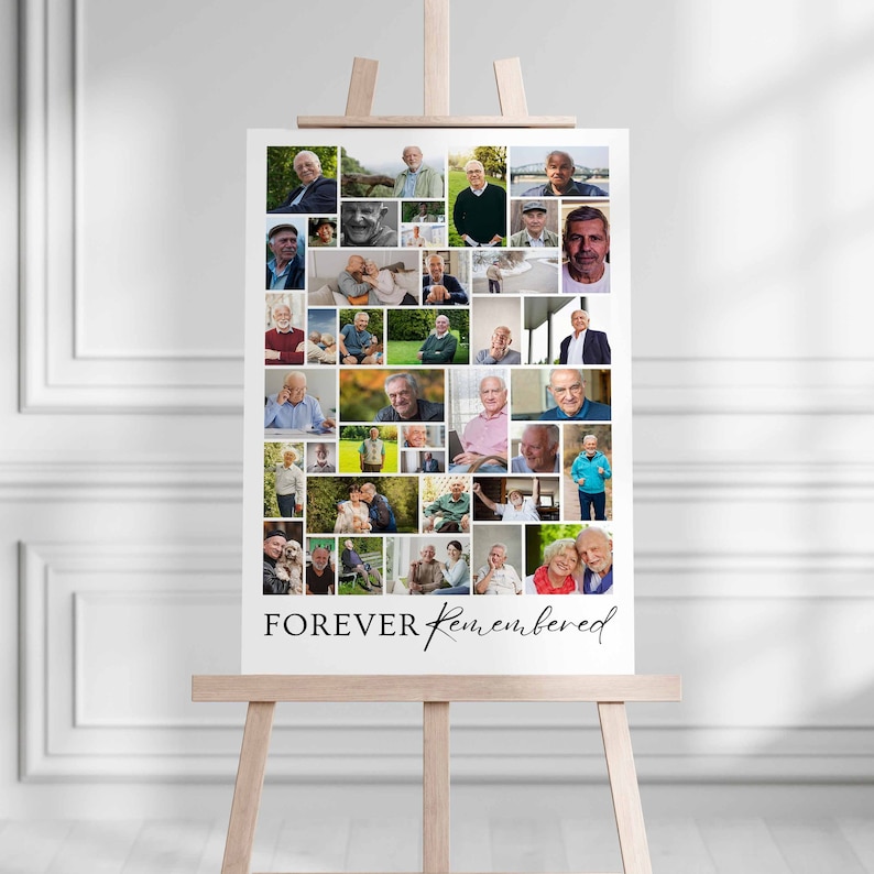 Funeral Photo Collage Sign Templates, Memorial Poster Size, Funeral Welcome Sign Template, Celebration of Life, In Loving Memory, Canva.