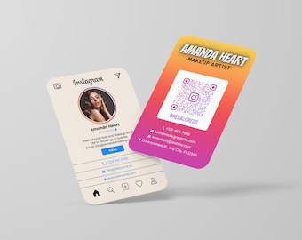DIY Canva Business Card Template Design, Instagram Business Cards, IG Influencer Cards, Small Business Digital Cards, Editable Business card
