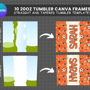 20oz Skinny Tumbler Canva Frame Template Make Your Own Easy Drag and Drop for Sublimation Add Your Own Name, Tumbler Template, Tumbler canva