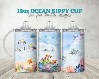 Envoltura de taza para sorber de sublimación de 12 oz, Taza para sorber del océano Sublimación PNG, Taza para sorber bajo el mar, Vaso para niños Png, Taza para sorber de 12 oz, Tortuga marina