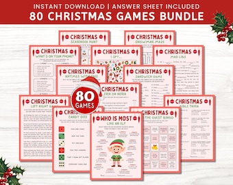 80+ Christmas Games Bundle, Christmas Party Games, School Christmas Game, Christmas Games Printable, Office Christmas, Family Christmas Game