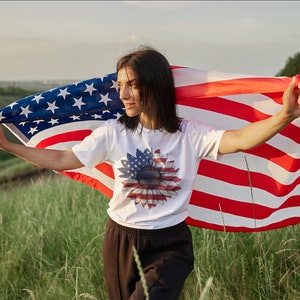 US Patriotic Sunflower, 4th July sunflower png, American Flag Sunflower Png, Patriotic Sunflower, USA PNG Designs, American Sunflower png.