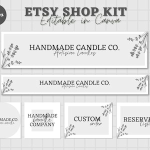 Modern Etsy Shop Graphic Bundle Kit, Etsy Banner Template, DIY Etsy Store Branding, Editable Etsy Store Banner, Etsy Store Slider, Canva