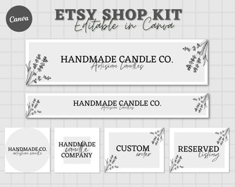 Modern Etsy Shop Graphic Bundle Kit, Etsy Banner Template, DIY Etsy Store Branding, Editable Etsy Store Banner, Etsy Store Slider, Canva