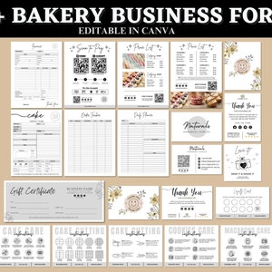Formulário de pedido de biscoitos | Formulário de pedido de padaria | Formulários de negócios de padaria | Instruções de cuidados | Cartões de visita para bolo | Lista de Preços | Planejador Diário | Canva