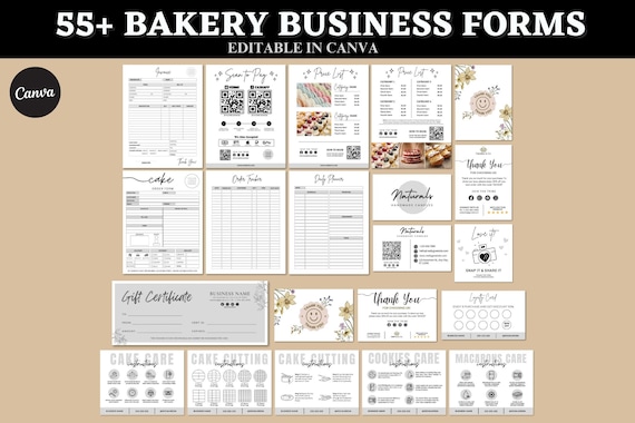 Cookie Order Form | Bakery Order Form | Bakery Business Forms | Care Instructions | Cake Business Cards | Price List | Daily Planner | Canva