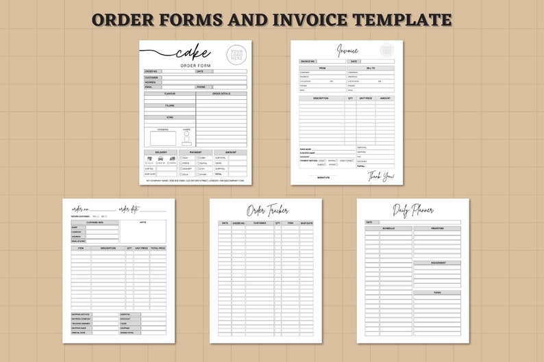 Cookie Order Form | Bakery Order Form | Bakery Business Forms | Care Instructions | Cake Business Cards | Price List | Daily Planner | Canva