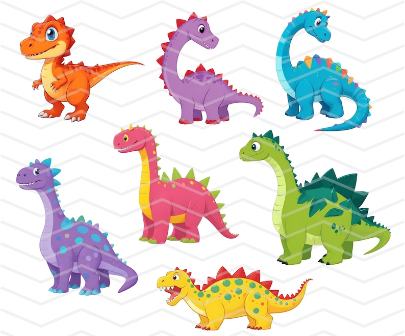30 Dinosaur Clipart, Cute Dinos Clipart, Scrapbook printable Commercial Use. T-rex, Triceratops, brontosaurus, stegosaurus graphics PNG
