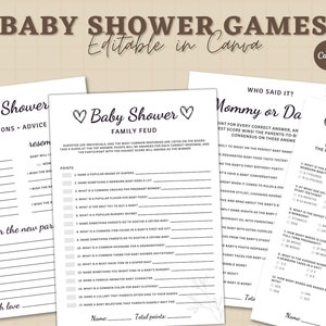 Mommy or Daddy Game | Baby Shower Guess Who Game | Guess Who Said It | Baby Shower Game Minimalist | Baby Shower | Canva Editable | Template