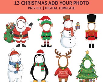 Kerstmis Voeg je eigen foto toe, kerstmis png Kerstman elfenrendier sneeuwpop Notenkraker foto toevoegen, clipart, kerstprikbordidee, doe-het-zelffoto.