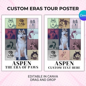Plantilla de póster de Eras / Regalo fotográfico de Eras / Póster de concierto editable / Crea tu propia invitación para fiesta temática de Eras / Cumpleaños con temática de Eras.