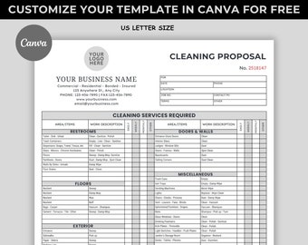 Cleaning Proposal Template, Basic Editable Commercial Cleaning, Cleaning Service Proposal, Canva template, Housekeeping, Cleaning Contract