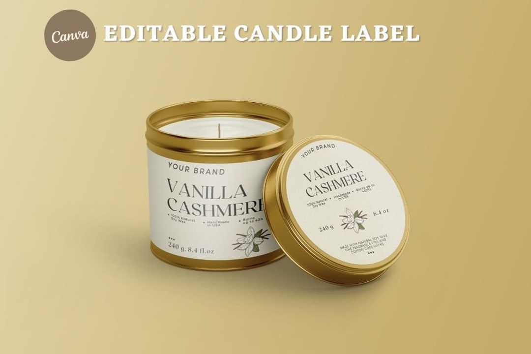 Modern Candle Tin Label Template, Thin Candle Label, Editable ...