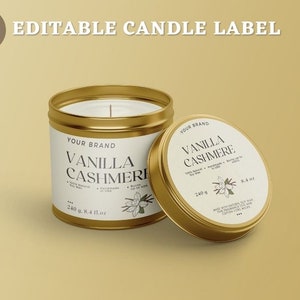 Modern Candle Tin Label Template, Thin Candle Label, Editable Minimalist Candle Label Design, DIY Printable Candle Sticker, Canva editable