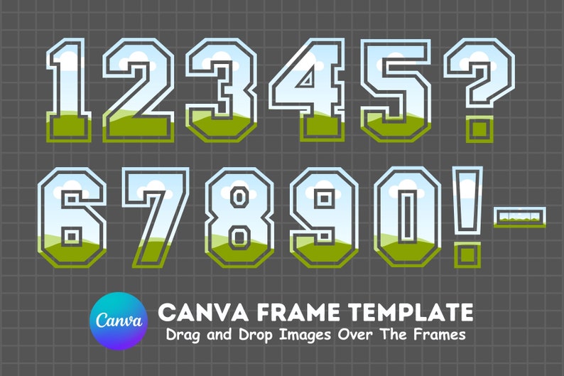 Fill your own VARSITY Letters on CANVA with Commercial Use Allowed. Drag and Drop Alphaset Alphabet Letters PNG Editable Canva Frame Designs