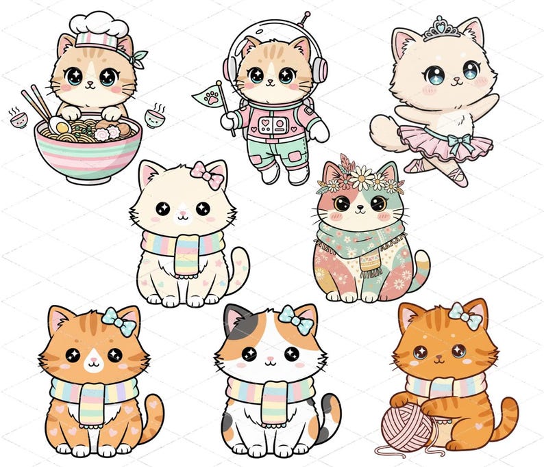 Cute Cat Digital Stickers Kawaii Goodnotes Sticker Pack Adorable ...