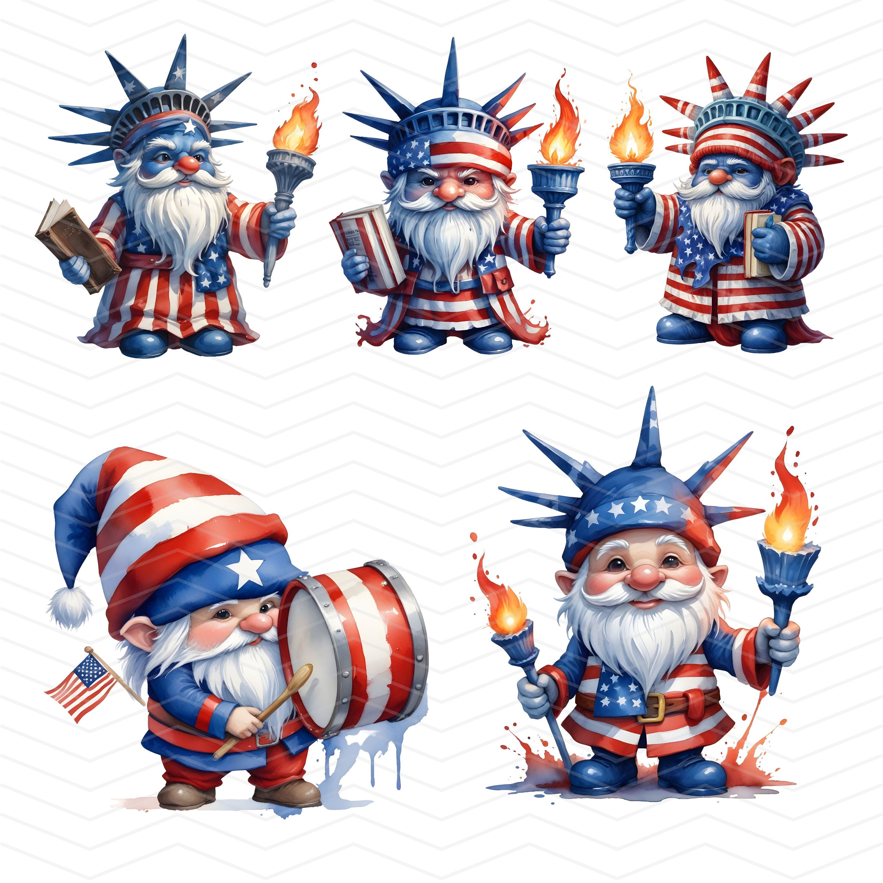 42 US Patriotic Gnome Clipart Bundle, 4th of July Gnome, American Pride ...