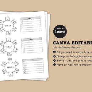 Printable Wedding Table Seating Chart Template, Event Table Seating ...