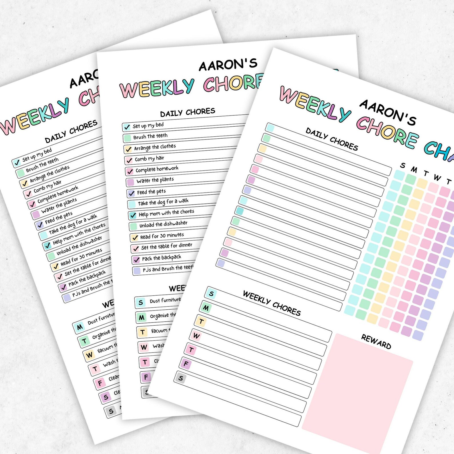 Editable Chore Chart for Kids, Kids Chore List, Printable | Kids Daily ...