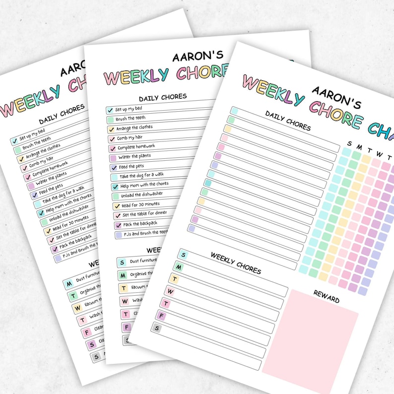 Editable Chore Chart for Kids, Kids Chore List, Printable | Kids Daily ...