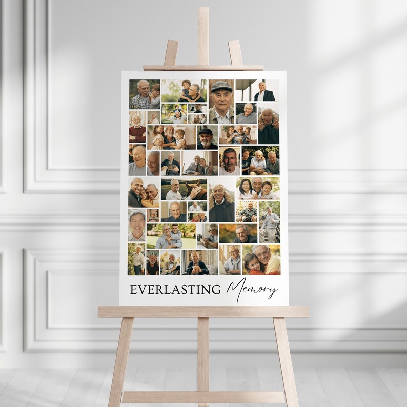 Editable Funeral Photo Collage Template, Memorial Poster program, Funeral Welcome Sign Template, Celebration of Life, In Loving Memory.