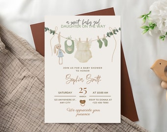 Boy Baby Shower Invitation Set Template, Diaper Sign, Book, Boho Baby Shower Invitation, Baby Clothes Shower, Baby Template, Canva Editable