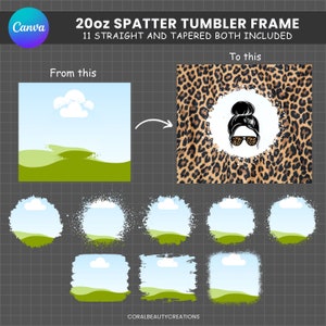 20oz  Tumbler Canva Frame Template Make Your Own Easy Drag and Drop for Sublimation Add Your Own Design, Tumbler Template, Tumbler canva