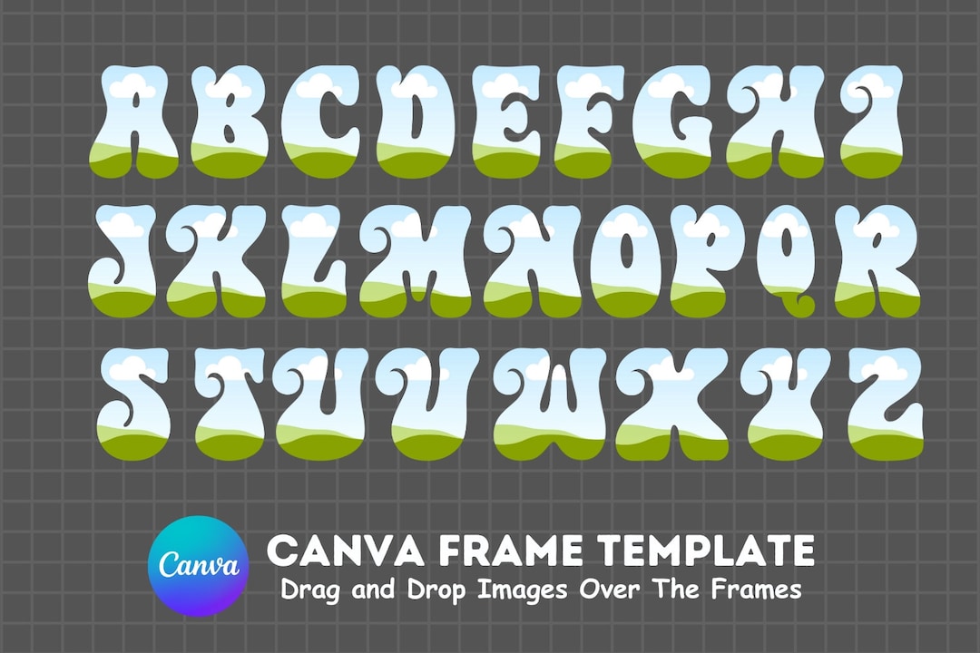Canva Letters Frames Feat. Retro Groovy Font, Uppercase, Lowercase and ...