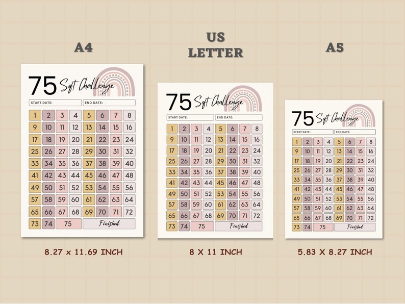75 Soft Challenge Tracker, Daily 75 Soft Challenge journal, 75 Soft Challenge, 75 Day Challenge Printable, Fitness Journal, Habit Tracker