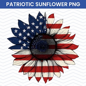 US Patriotic Sunflower, 4th July sunflower png, American Flag Sunflower Png, Patriotic Sunflower, USA PNG Designs, American Sunflower png.