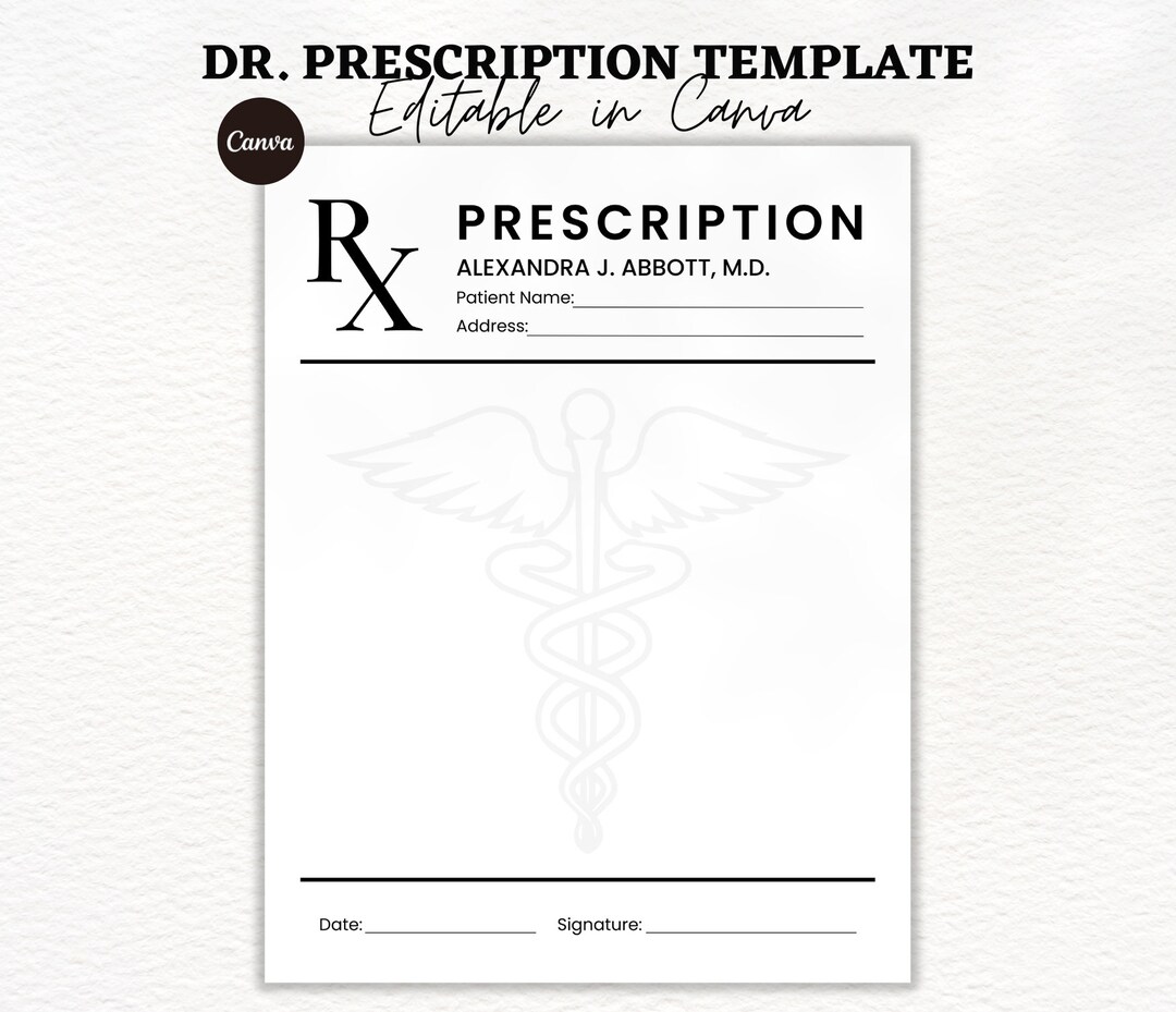 Blank Prescription Pad Printable Prescription Pad Page Rx Prescription Notepad Prescription Form ...