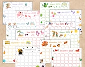 2026 Calendar Printable, Cute Kids Calendar 2026, kids' monthly planner, Season calendar, 2026 wall calendar, fillable calendars.