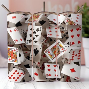 3D-speelkaarten 20 oz magere beker sublimatieontwerp, instant digitale download png, rechte beker wrap, poker beker wrap, 3D-kaarten