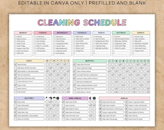 Editable Cleaning Planner, Cleaning Checklist, Household Chores Chart, ADHD Cleaning Planner, Cleaning Work Order, Cleaning Chart Template.